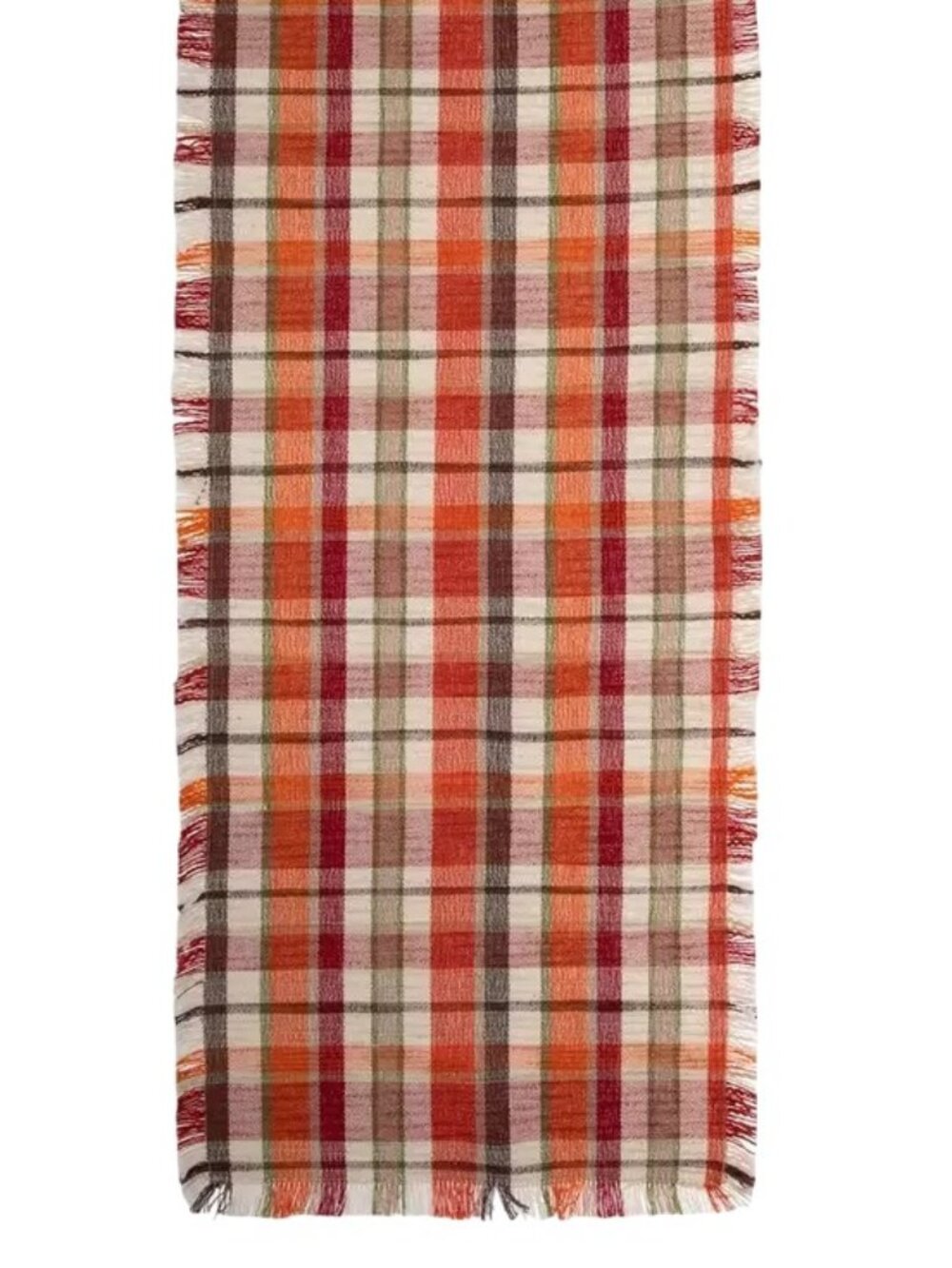 Robert Stanley Fall Classics Red & Orange Plaid Table Runner NWT